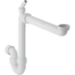 Sifón curvo Geberit para fregadero, modelo ahorra espacio, con boquilla de escuadra para manguera, salida horizontal: d=40mm, G=1 1/4″, Blanco alpino